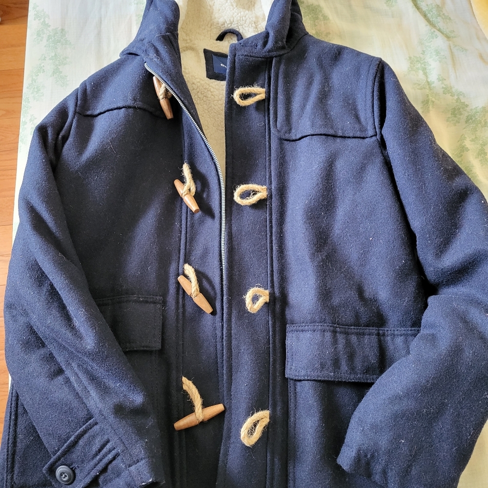 Old Navy Navy Blue Wool Jacket & Coat with Sherpa Size Small